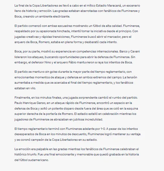 El informe de Chat GPT sobre la final