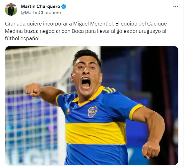 Tuit del periodista Martin Charquero.