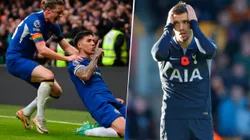 Gallagher, junto a Enzo Fernández y Gio Lo Celso se lamenta.