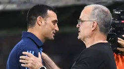 Lionel Scaloni y Marcelo Bielsa, en el último Argentina vs. Uruguay.