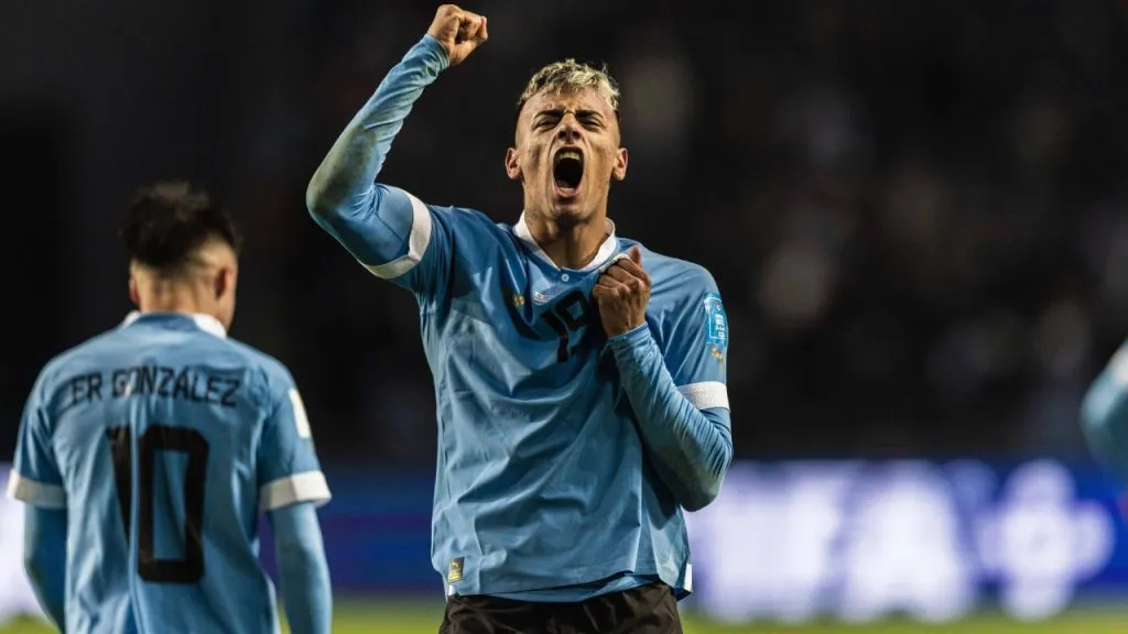 Luciano Rodríguez, tras anotar el gol del título del mundo sub 20 para Uruguay (IMAGO / News Images).