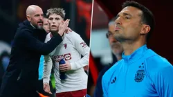 Alejandro Garnacho jugó por derecha en el Manchester United vs. Aston Villa y anotó dos goles. Getty Images.