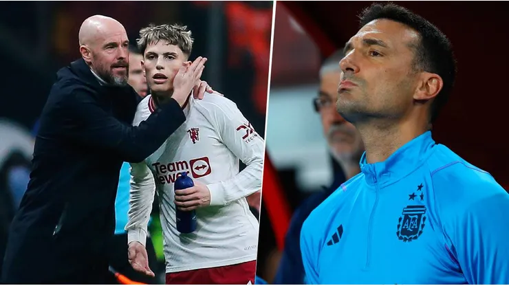 Alejandro Garnacho jugó por derecha en el Manchester United vs. Aston Villa y anotó dos goles. Getty Images.