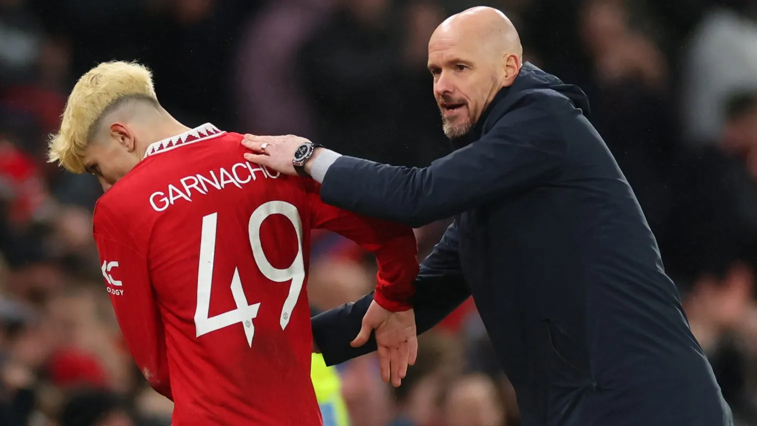 Erik Ten Hag tiene cada vez más en cuenta a Alejandro Garnacho en el Manchester United. Getty Images.