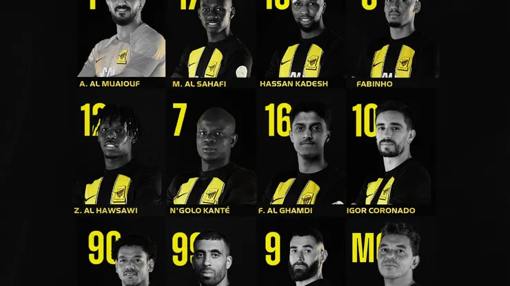 La alineación y el banco de suplentes de Al Ittihad (ittihad_en).