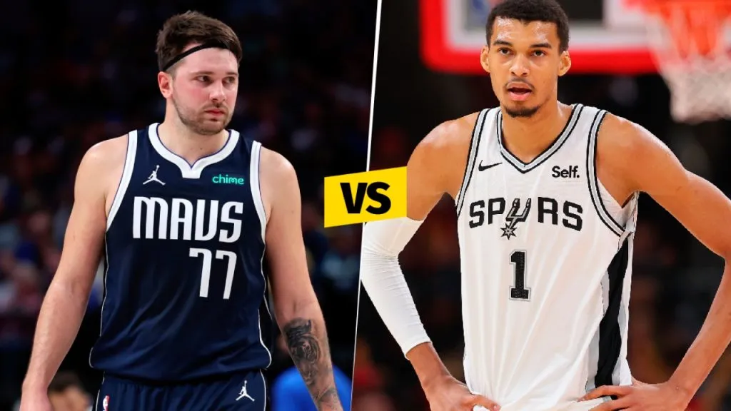 Luka Doncic vs. Victor Wembanyama en el duelo entre Mavs y Spurs (Getty Images).