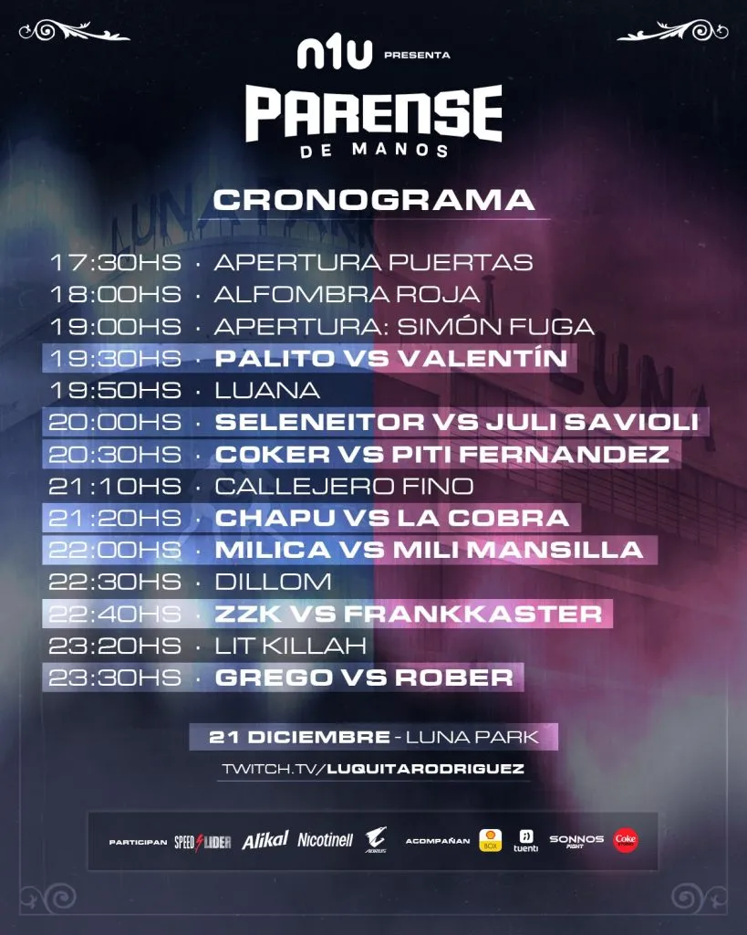 Así es la grilla de Párense de Manos 2023