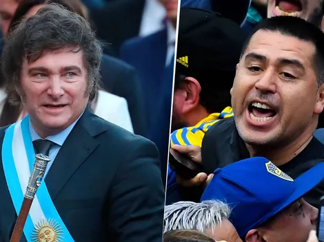 Milei le apuntó a Riquelme por los insultos que recibió en la Bombonera