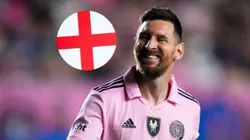 La bandera de Inglaterra y Leo Messi.