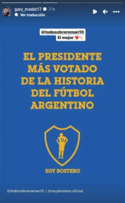 El posteo de Medel para Riquelme.