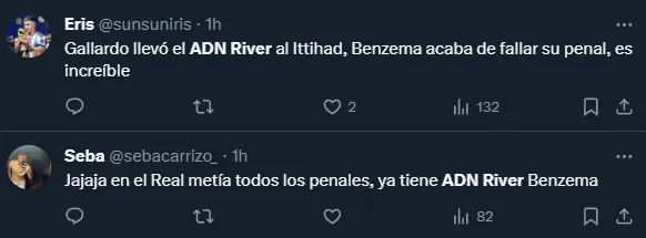 “ADN River” fue tendencia debido al penal errado de Benzema (Twitter).