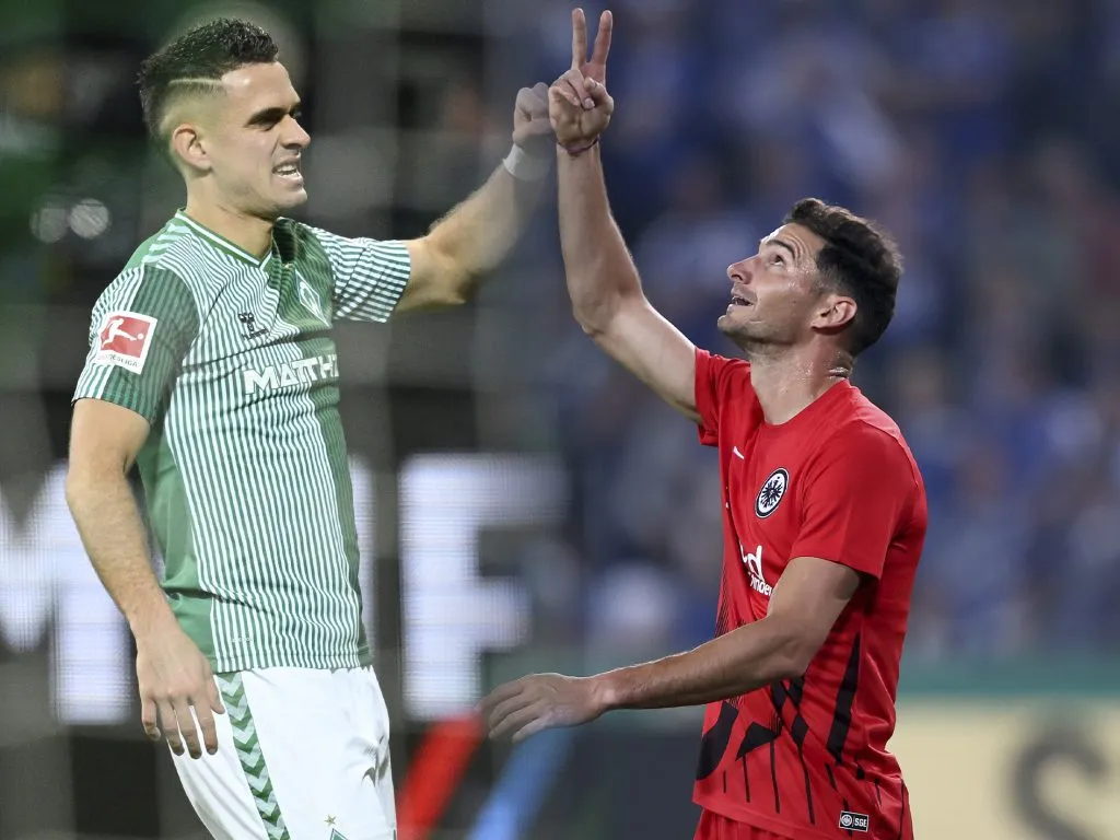 Rafael Santos Borré y Lucas Alario, los apuntados por River para reemplazar a Salomón Rondón. (Getty Images)