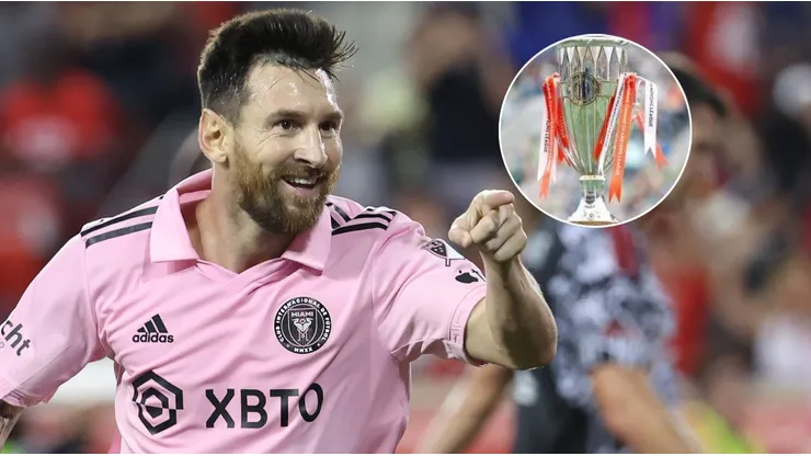 Lionel Messi y el trofeo de la Copa de Campeones Concacaf 2024.