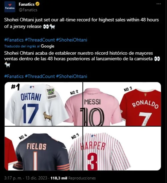 Anuncian el récord que le quitaron a Messi (Foto: X / @Fanatics)