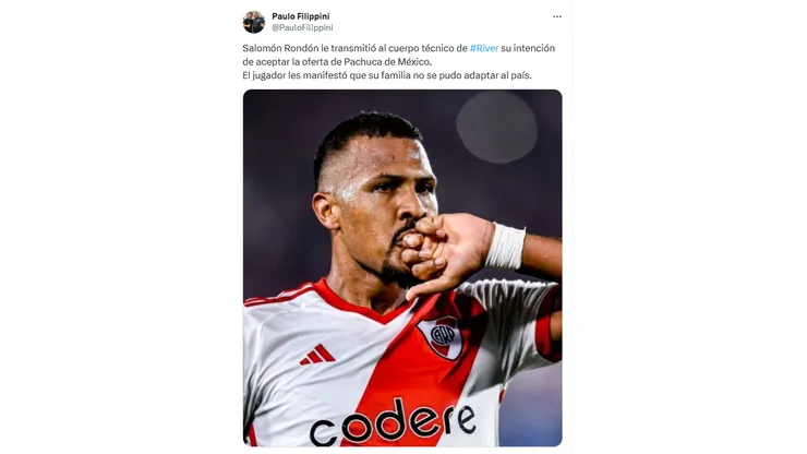 Salomón Rondón habría pedido irse al Pachuca