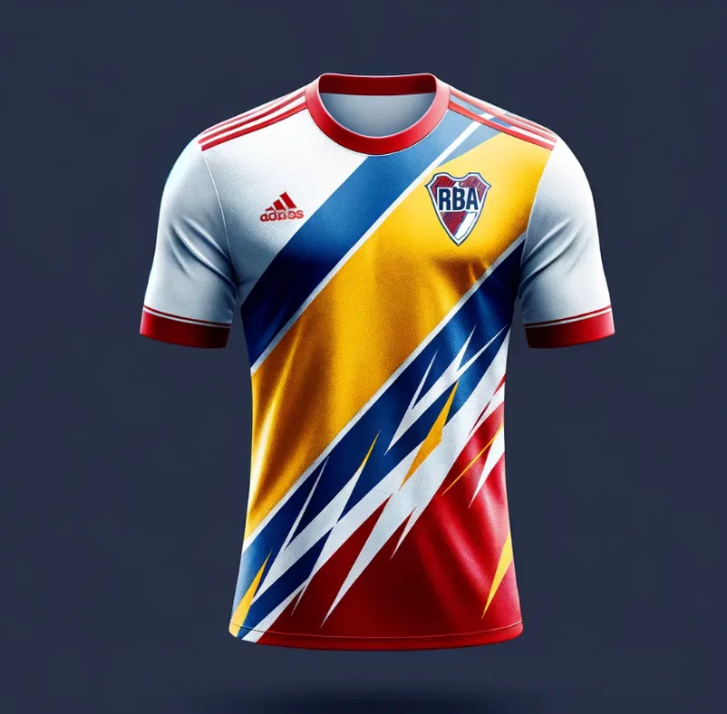 En este ejemplo, el logo intenta tomar parte de ambos escudos.