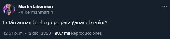 Polémico mensaje de Martín Liberman contra los refuerzos de Boca (Twitter @libermanmartin).