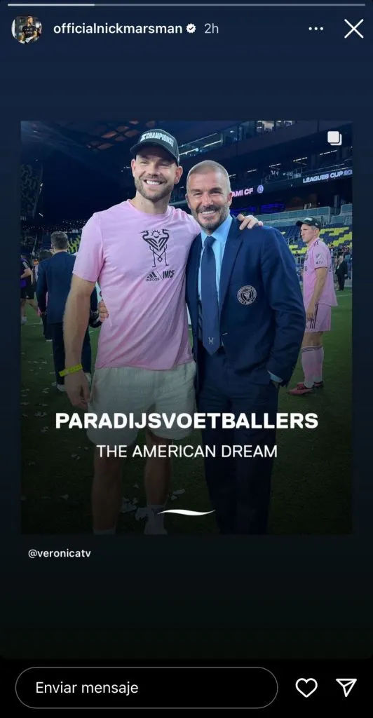 Historia de Marsman con Beckham. (Foto: Instagram / @officialnickmarsman)