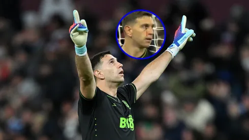 Dibu Martínez terminó como figura y con su rostro con sangre.