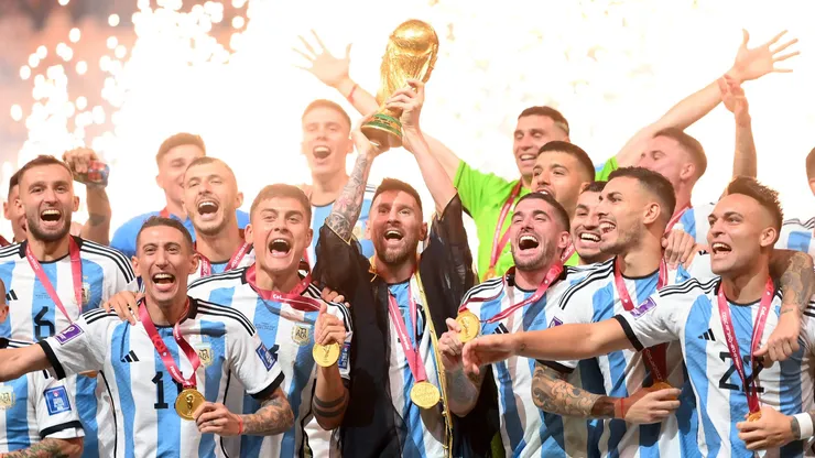 La Selección Argentina festejando el título en Qatar 2022.