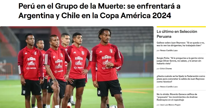 En Perú aseguran que van al “grupo de la muerte” (RPP).