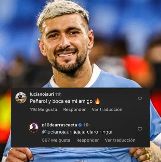 De Arrascaeta y un guiño a Boca tras ser vinculado con River. (Foto: Pases Uruguay vía Instagram)