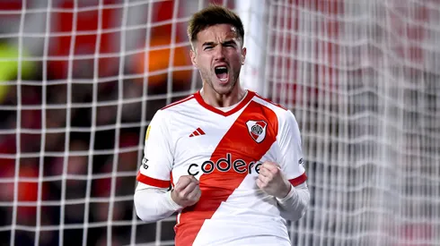 Agustín Palavecino celebrando un gol en River (Getty Images).