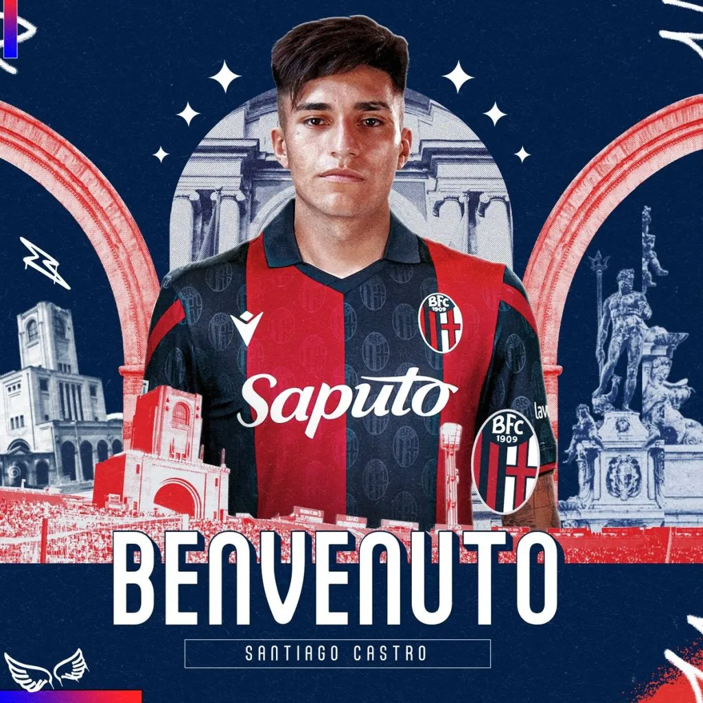 El anuncio del fichaje de Santiago Castro. (Foto: Bologna)