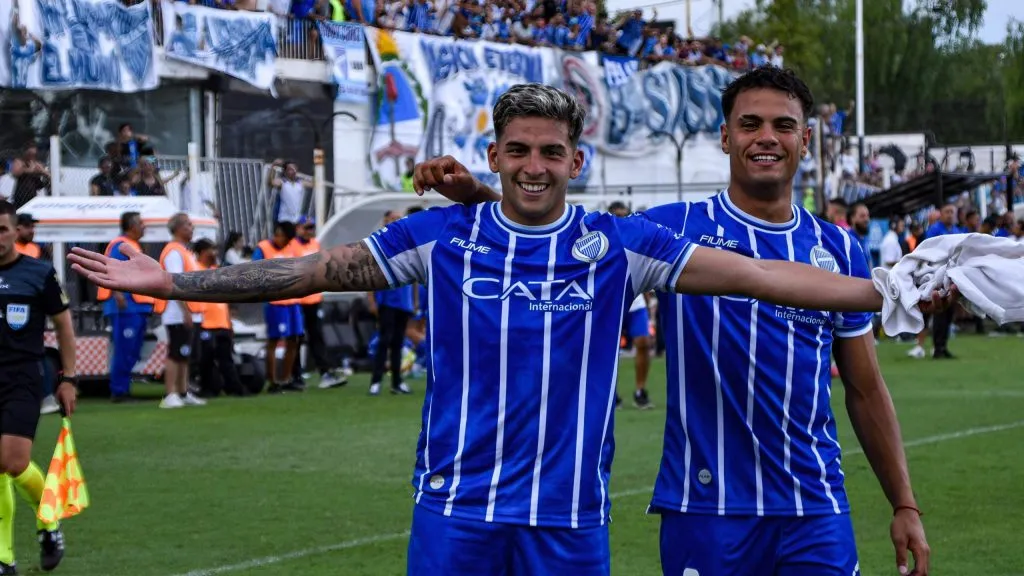 Hernán López Muñoz festejando un gol en Godoy Cruz.