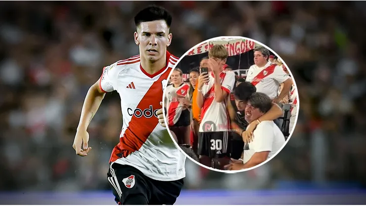 Mastantuono recibió el apoyo de su familia en el Monumental.