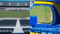 Así lucen los campos de juego del Monumental y la Bombonera.