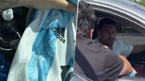 Se hizo viral: se lo encontró a Messi y le revoleó una camiseta para que le firme.