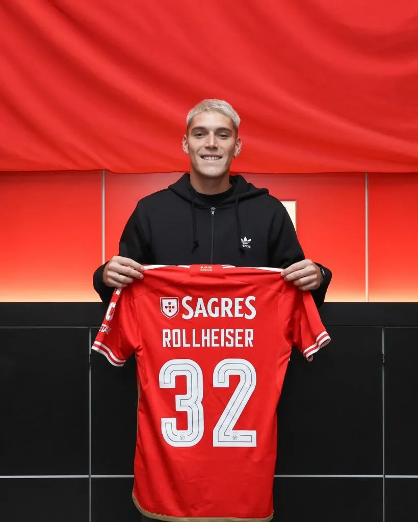 La presentación de Rollheiser. Foto Benfica.