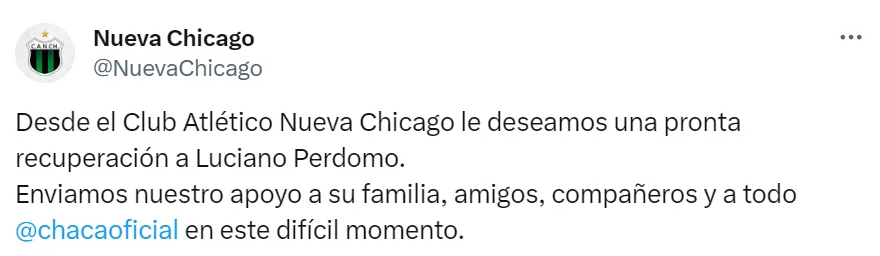 Nueva Chicago sumó su apoyo