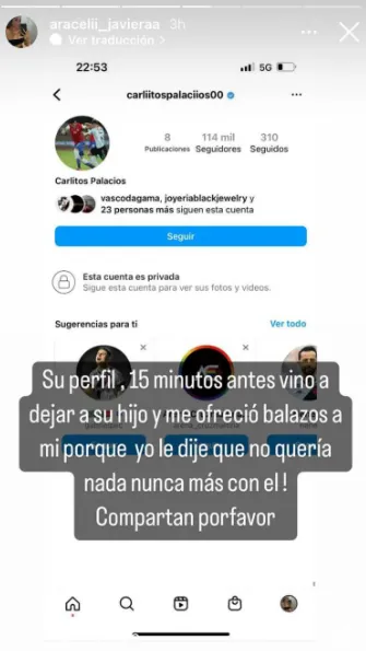 Palacios también fue denunciado por redes.