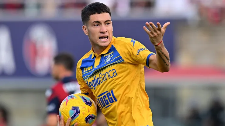 Matías Soulé anotó el segundo en el 3 a 1 del Frosinone ante el Cagliari por la Serie A. Getty Images.