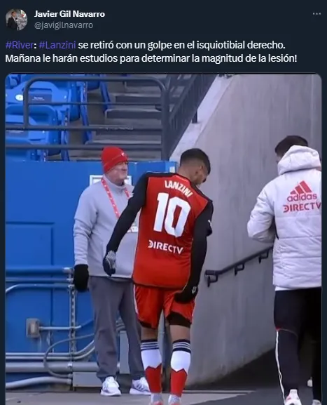 Estudios para Lanzini debido a su problema en el posterior de la pierna derecha (Twitter @javigilnavarro).