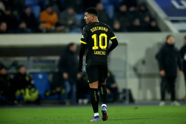 La camiseta de Jadon Sancho, lo más vendido en Alemania durante las primeras dos semanas del 2024. (Photo by Alex Grimm/Getty Images)