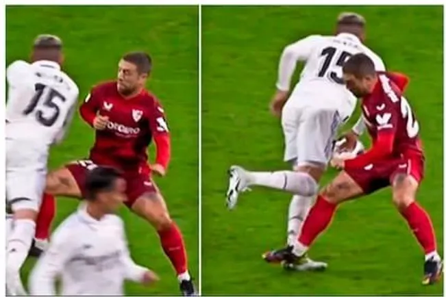 La infracción de Alejandro Gómez a Federico Valverde.