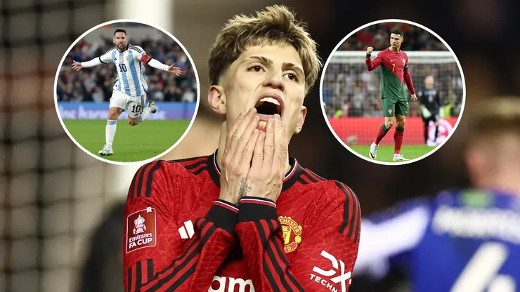 Alejandro Garnacho dijo que admira tanto a Lionel Messi como a Cristiano Ronaldo. Getty Images.