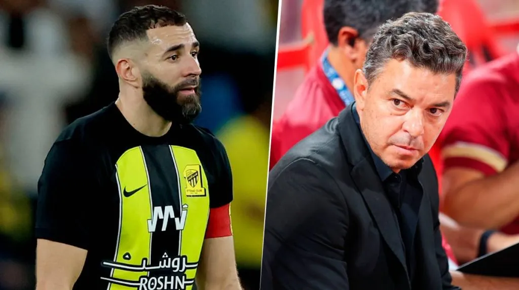 Gallardo y Benzema, el conflicto por estas horas en Al Ittihad (Getty Images).