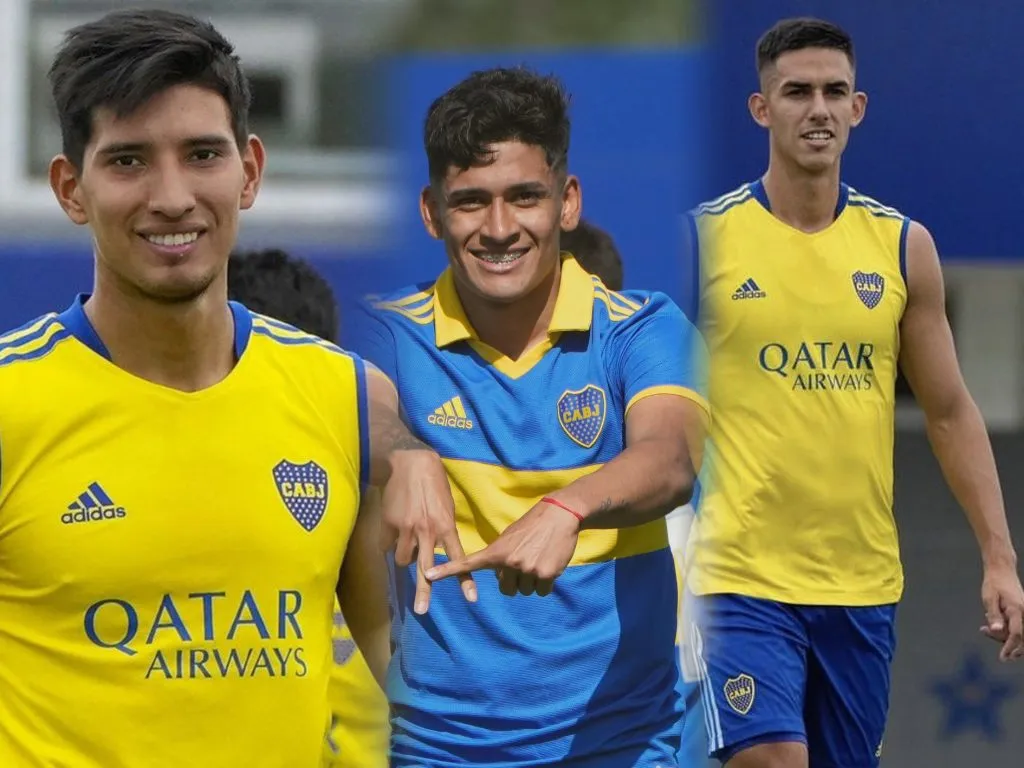 Aaron Molinas, Simón Rivero y Renzo Giampaoli, los 3 jugadores de Boca que miran en Unión. (Foto: Prensa Boca)
