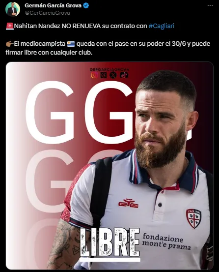 Nandez se va de Cagliari