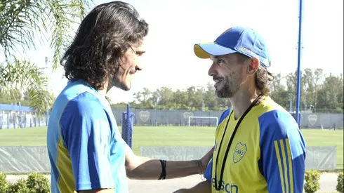 Edinson Cavani y Diego Martínez.