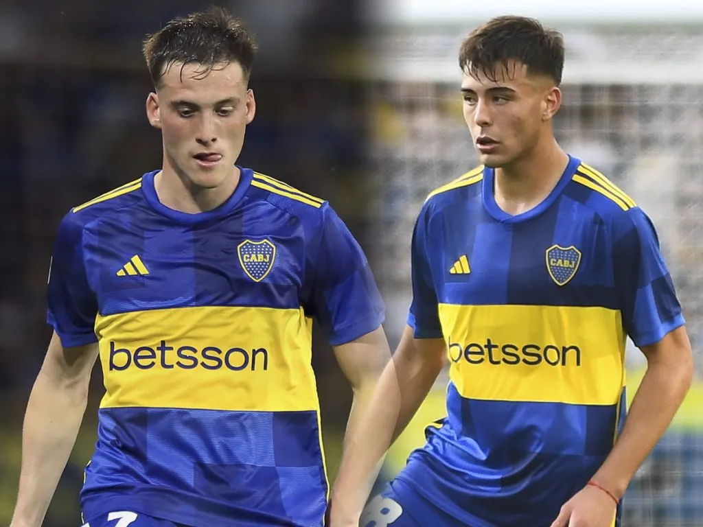 Jabes Saralegui y Aaron Anselmino, los jugadores de Boca que Almirón quiere en Colo-Colo. (Getty Images)