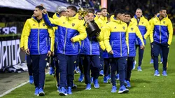 Los pibes sub 20 de Boca celebran el título de la Libertadores