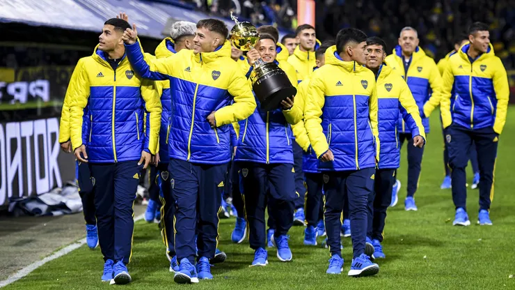 Los pibes sub 20 de Boca celebran el título de la Libertadores