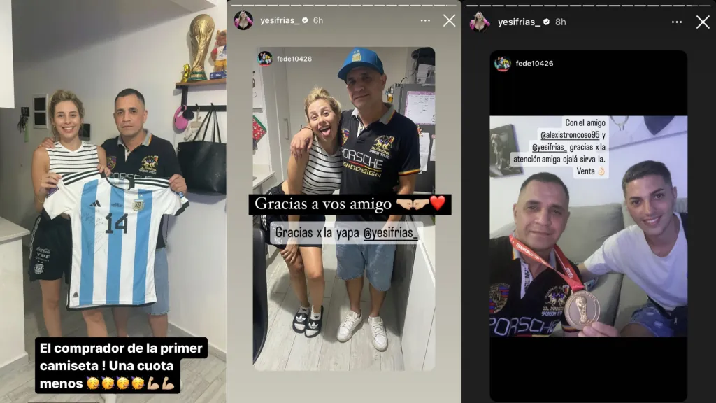 Las fotos con las que Frías confirmó la venta de la camiseta y la medalla