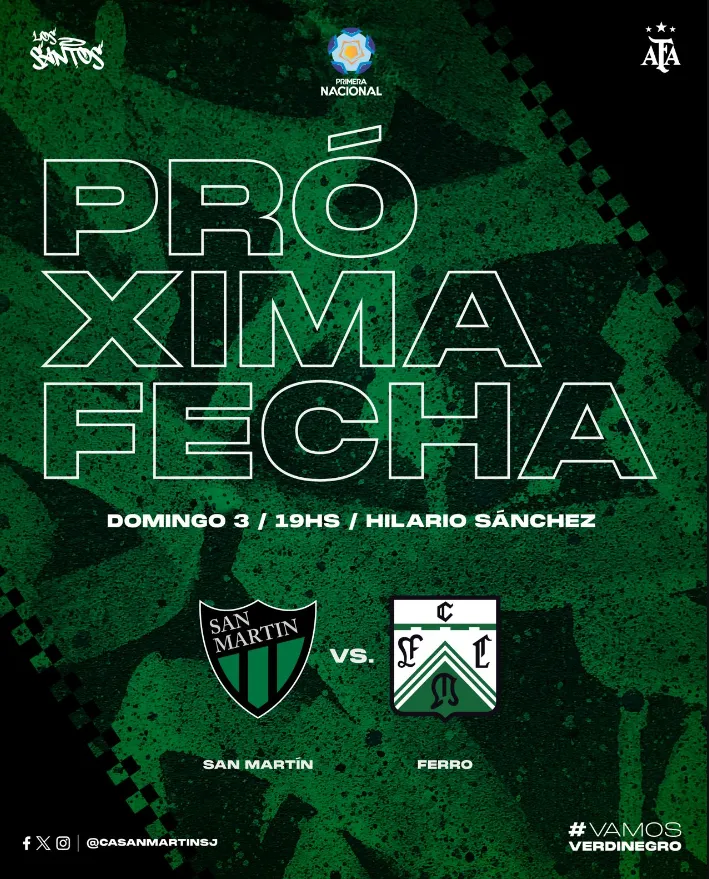 El Verdinegro palpita la previa del cruce contra Ferro. (Prensa SMSJ)