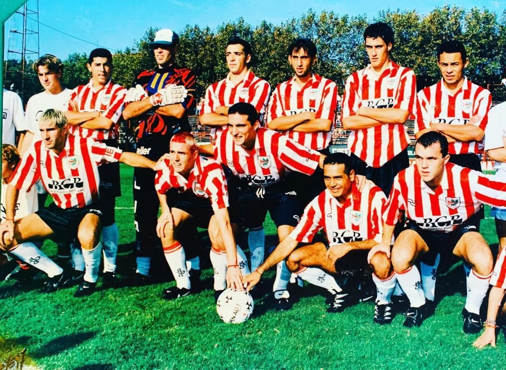 Bossio, Palermo, Scaloni, Romeo y un Tagliani con la cabeza pintada. Foto web.